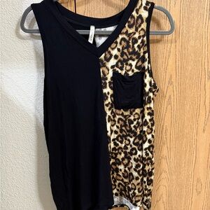 Leopard Print and Black Women's Top